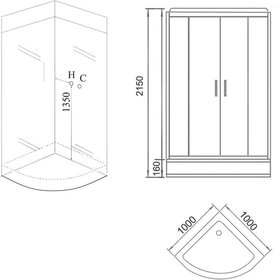 Душевое кабина Grossman 100x100 см GR160, белый/прозрачное - фото 3