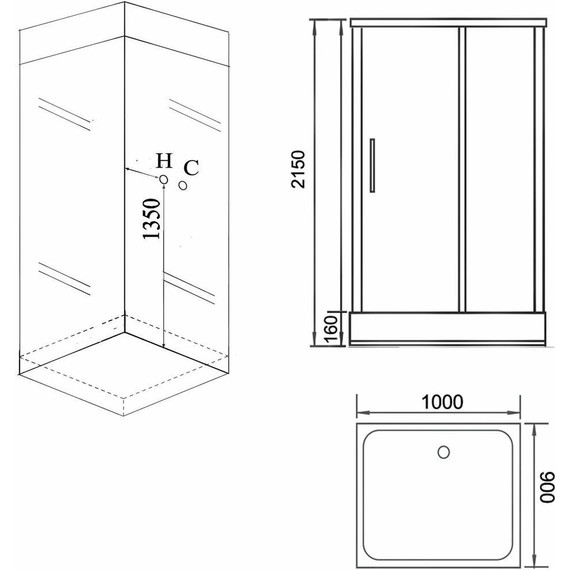Душевое кабина Grossman 90x100 см GR266, чёрный/прозрачное - фото 3
