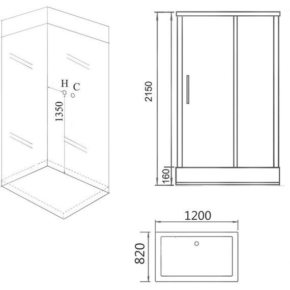 Душевое кабина Grossman 80x120 см GR267, чёрный/прозрачное - фото 3