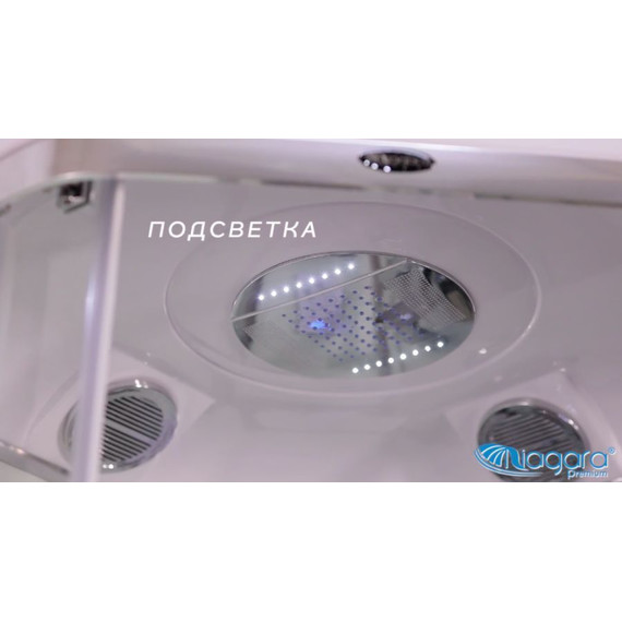 Гидробокс Niagara Premium NG-6002-01GD 100x100 см, хром/прозрачное (безсиликоновая сборка) - фото 6