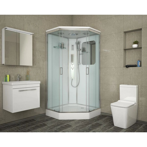 Гидробокс Niagara Premium NG-6002-01GD 100x100 см, хром/прозрачное (безсиликоновая сборка) - фото 