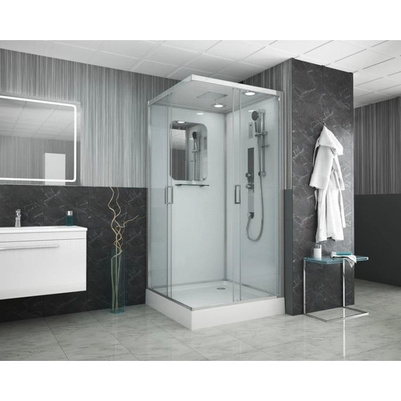 Гидробокс Niagara Premium NG-6002-01GQ 100x100 см, хром/прозрачное (безсиликоновая сборка) - фото 