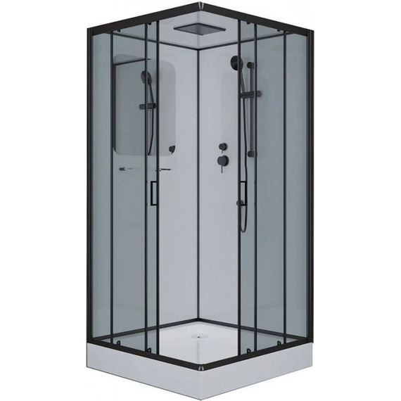 Душевая кабина Niagara Premium NG-6902-01Q BLACK 100x100 см, черный/тонированное (безсиликоновая сборка) - фото 2