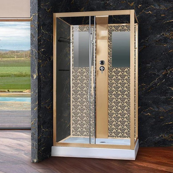 Душевая кабина Niagara Luxe NG-7711GBK 120x90 см, золото/прозрачное - фото 