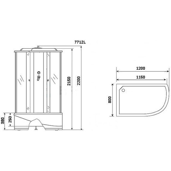Гидробокс Niagara Luxe NG-7712GL 120x80 см, золото/прозрачное - фото 3