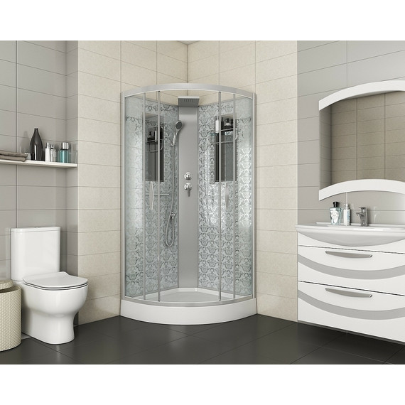 Душевая кабина Niagara Luxe NG-7715WBK 90x90 см, серебро/прозрачное - фото 