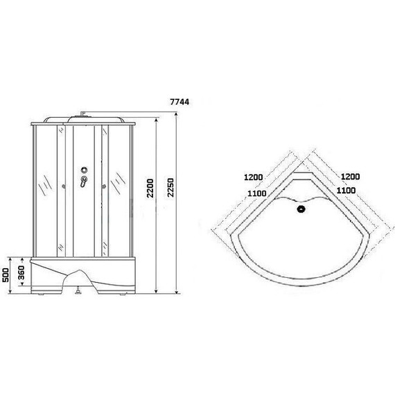 Гидробокс Niagara Luxe NG-7744W 120x120 см, серебро/прозрачное - фото 7