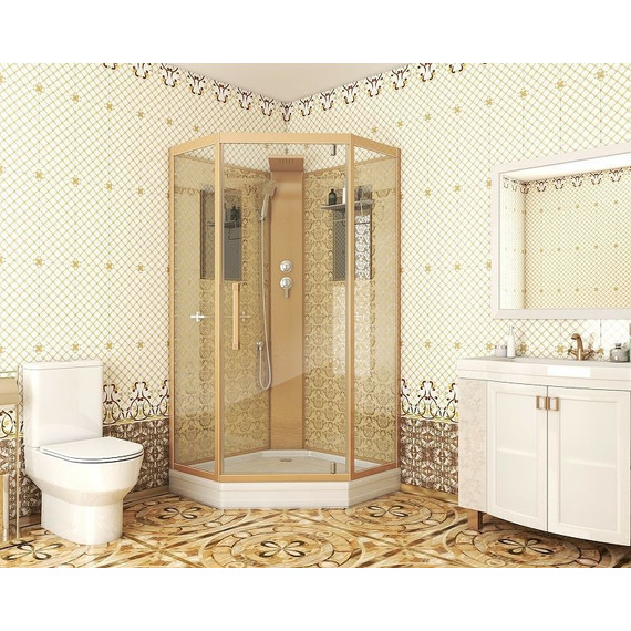 Душевая кабина Niagara Luxe NG-7799GBK 90x90 см, золото/прозрачное - фото 