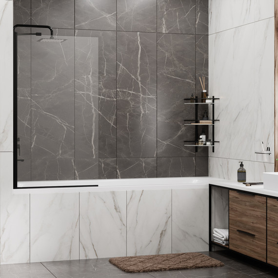 Шторка для ванны WasserKraft Berkel 80 см 48P01-80 BLACK Fixed, черный/прозрачное - фото 2