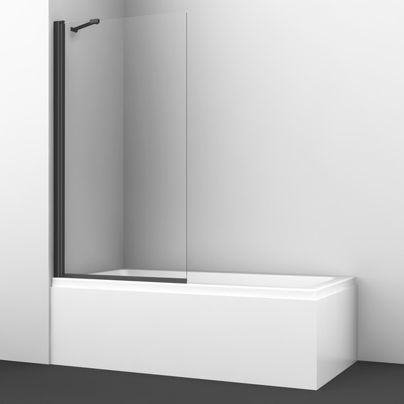 Шторка для ванны WasserKraft Berkel 80 см 48P01-80 BLACK Fixed, черный/прозрачное - фото 