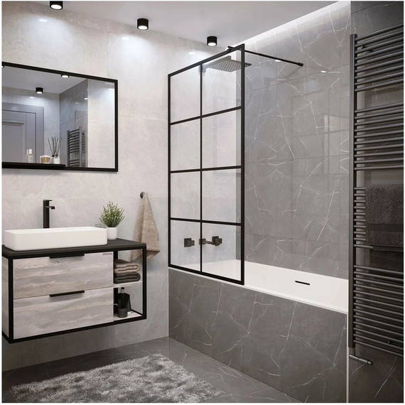 Шторка для ванны Grossman 800х1500 мм GR-10580BLACK, чёрный/прозрачное - фото 2