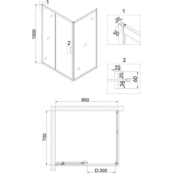 Душевое ограждение Niagara Nova 80x70 см NG-62-8A-NG-A70, хром/прозрачное - фото 5