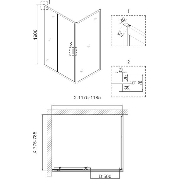 Душевое ограждение Niagara Nova 120x80 см NG-6612-08, хром/прозрачное - фото 3