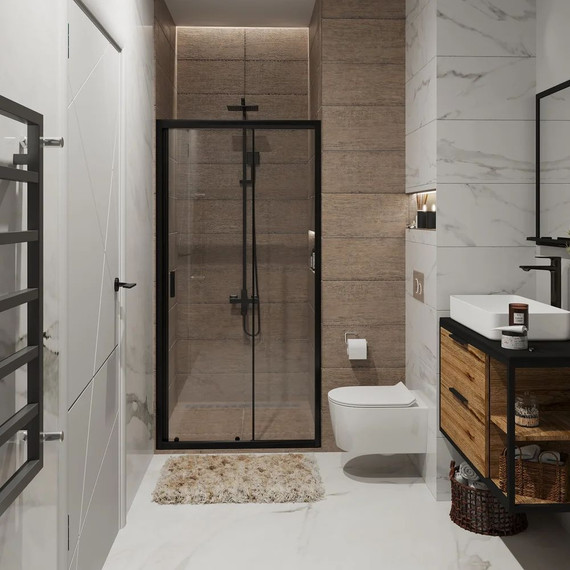 Душевая дверь Niagara Nova 120 см NG-82-12AB, черный/прозрачное - фото 
