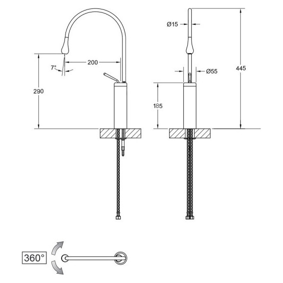 Смеситель для раковины высокий Bronze de Luxe Scandi 9015BR, бронза, Цвет производителя: бронза - фото 9