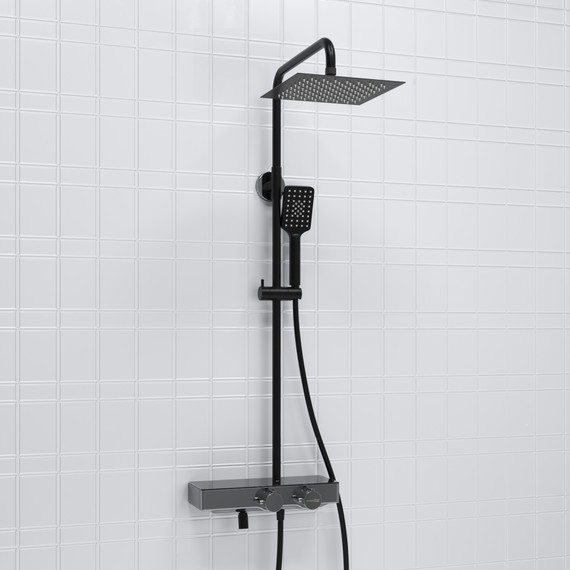 Душевая стойка с термостатом WasserKraft A114.255.130.CB Thermo, черный - фото 2
