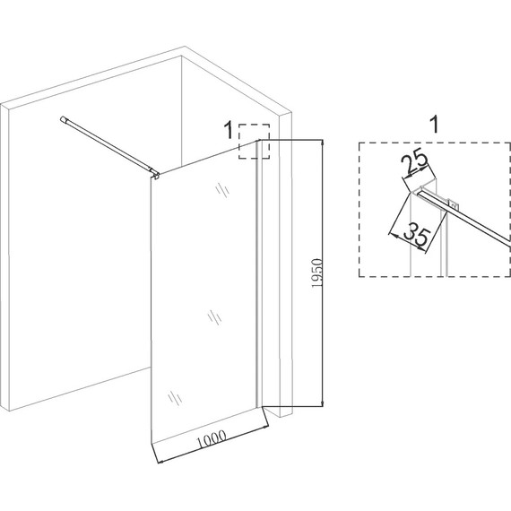 Душевая перегородка Niagara Nova 100 см NG-685-10BLACK с кронштейном, черный/прозрачное - фото 4