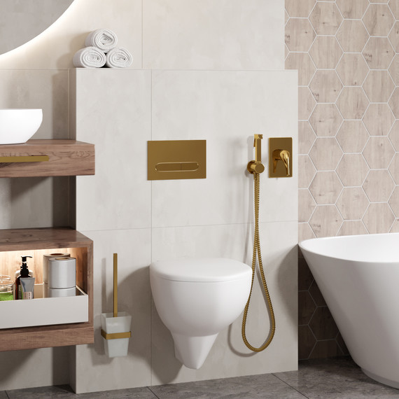 Набор для гигиенического душа WasserKraft Sauer А71097, золото глянцевое - фото 2