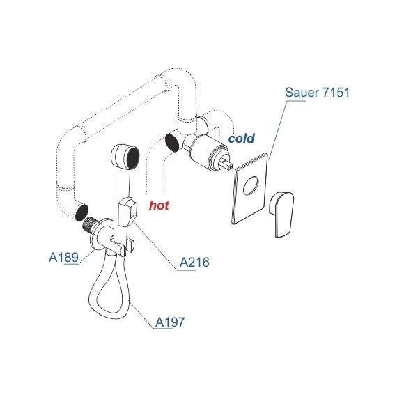 Набор для гигиенического душа WasserKraft Sauer А71097, золото глянцевое - фото 3