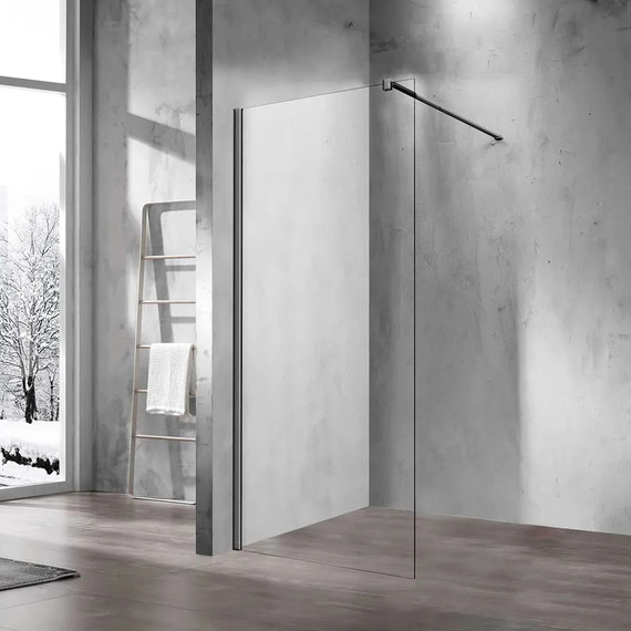 Душевая перегородка Vincea Walk-In 90 см VSW-1H900CLGM (стекло 8 мм) с кронштейном в комплекте, вороненая сталь/прозрачное - фото 