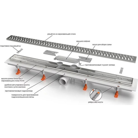 Трап Veconi Medium Black 65 см V650MB, черный матовый, Цвет производителя: чёрный матовый, Размер трапа: 650 - фото 8