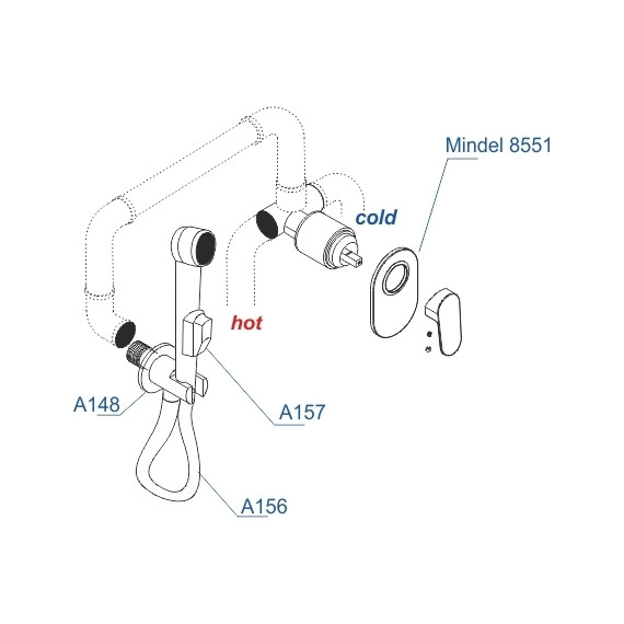 Набор для гигиенического душа WasserKraft Mindel A85056, белый - фото 2