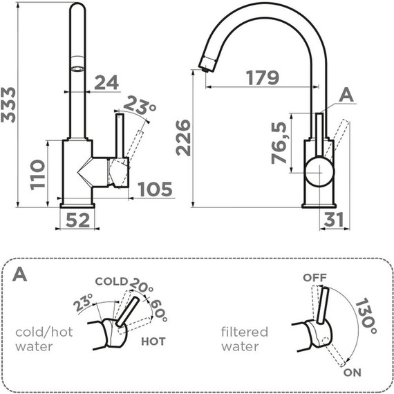 Смеситель для кухни Omoikiri Shinagawa 2 PLUS LG 4994483, светлое золото - фото 2