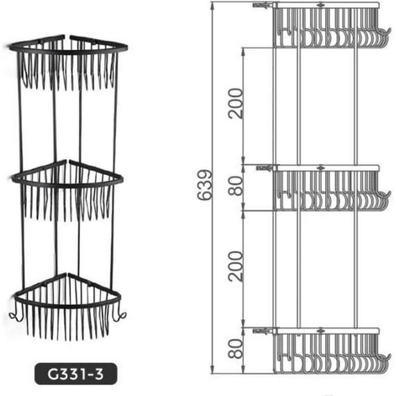 Полка угловая Gappo G331-3, цвет чёрный - фото 2