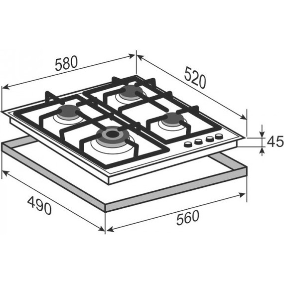 Газовая варочная поверхность Zigmund & Shtain M 26.6 B (чёрное стекло) - фото 3