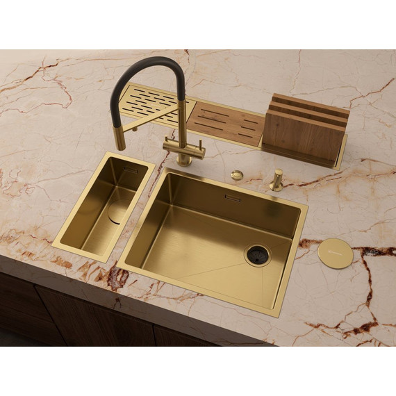 Мойка кухонная Omoikiri Taki 54-U/IF SIDE SF LG 1,2 мм 4997092, светлое золото, Цвет производителя: светлое золото - фото 2