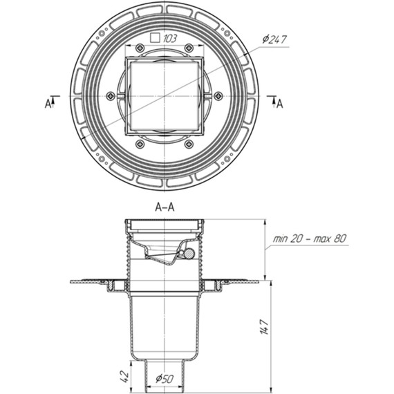 Трап Bronze de Luxe 10x10 см 21975-5902, дизайн-решетка цветок - фото 3