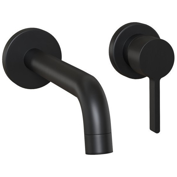 Смеситель для раковины настенный Paini Brera 74PZ208, чёрный матовый - фото 