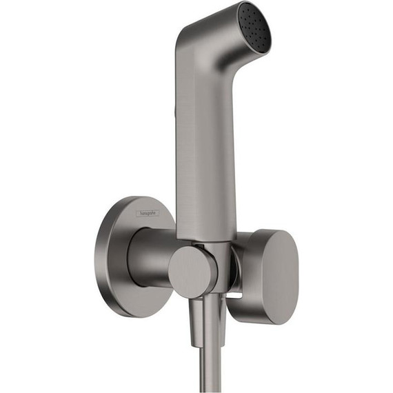 Набор для гигиенического душа Hansgrohe Bidette S 1jet EcoSmart 29232340, шлифованный черный хром (без скрытой части) - фото 
