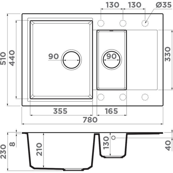 Кухонная мойка Omoikiri Daisen 78-2T DC 4993534, тёмный шоколад, Цвет производителя: тёмный шоколад - фото 2