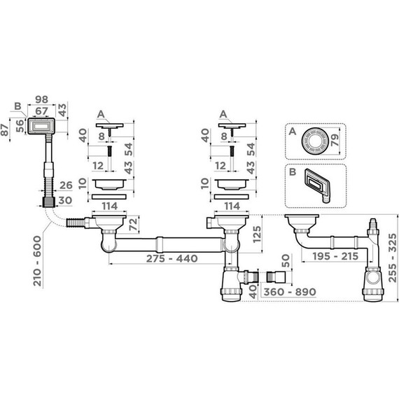 Арматура для кухонной мойки Omoikiri WK-1,5-UN IN 4956778, нержавеющая сталь - фото 2