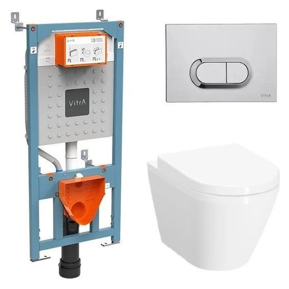 Инсталляция с подвесным безободковым унитазом Vitra Integra Round L-Box 9004B003-7202 - фото 