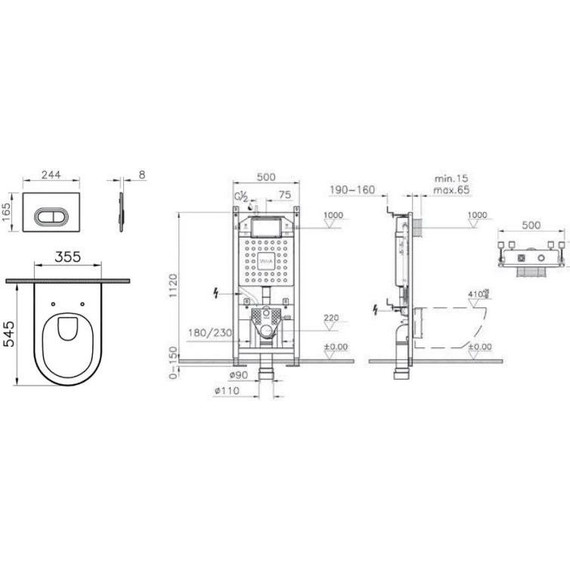 Инсталляция с подвесным безободковым унитазом Vitra Integra Round L-Box 9004B003-7202 - фото 2