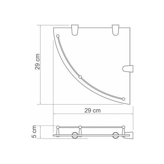 Стеклянная полка угловая WasserKraft K-544 - фото 3