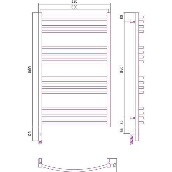 Полотенцесушитель электрический Сунержа Аркус 3.0 П16 1000x600 мм 12-5704-1060 L, белый - фото 5