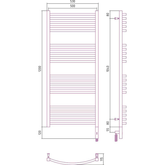 Полотенцесушитель электрический Сунержа Аркус 3.0 П20 1200x600 мм 12-5705-1260 R, белый - фото 5