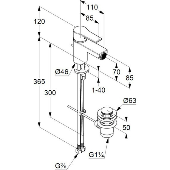 Смеситель для биде Kludi Zenta SL 485303965, черный матовый - фото 2