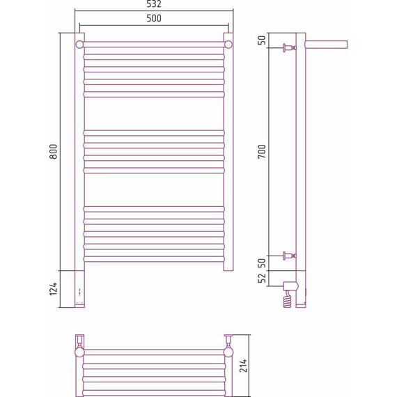 Полотенцесушитель электрический Сунержа Богема с полкой 3.0 П14 800x500 мм (прямая перемычка) 03-5806-8050 L, золото - фото 5
