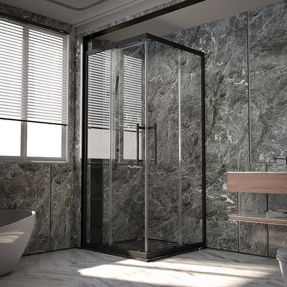 Душевое ограждение Veconi Premium Trento 90x90 см PTC20-B-9090-01-C4 (стекло 8 мм), черный/прозрачное (Витринный образец) - фото 