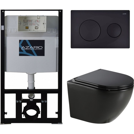 Инсталляция с подвесным безободковым унитазом Azario Grado AZ-8010-1000+AZ-0046N-MB+AZ-8200-0013 - фото 