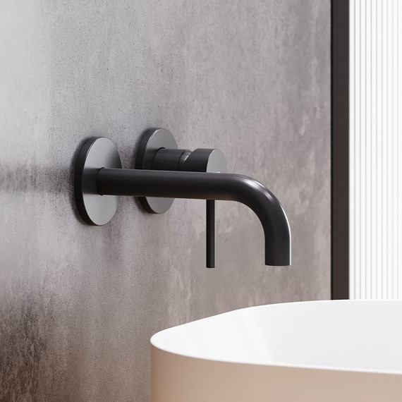 Смеситель для раковины настенный Damixa Scandinavian Pure 360260300, черный, Цвет производителя: чёрный - фото 2