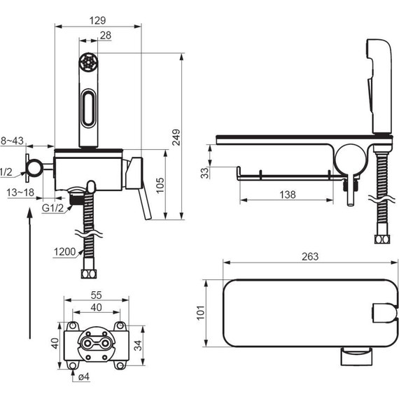 Набор для гигиенического душа Damixa Jupiter с полкой 773500200, белый - фото 4