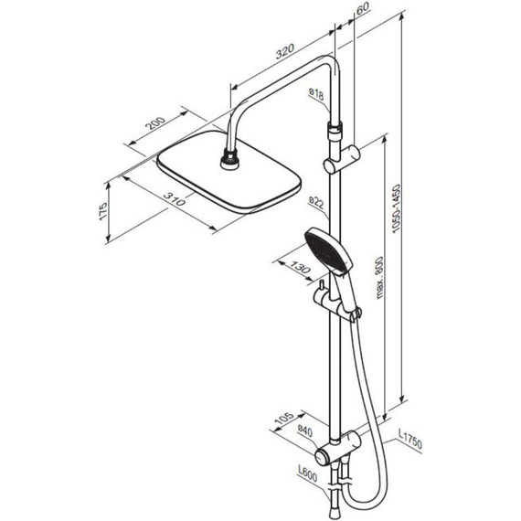 Душевая стойка Damixa Merkur 940000300, черный - фото 7