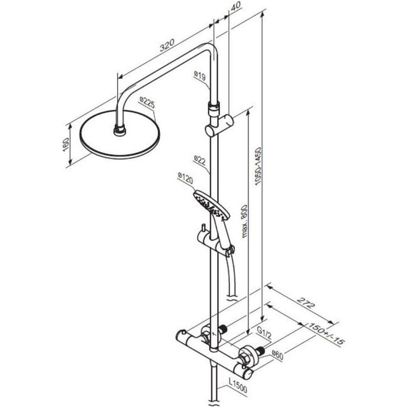 Душевая стойка с термостатом Damixa Jupiter 977800300, черный - фото 7