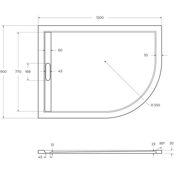 Мраморный поддон Cezares TRAY-AS-RH-120/90-550-30-W-L 120х90 см - фото 4