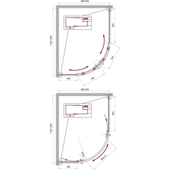 Душевое ограждение BelBagno 120x90 см UNO-195-RH-2-120/90-C-Cr, хром/прозрачное - фото 2